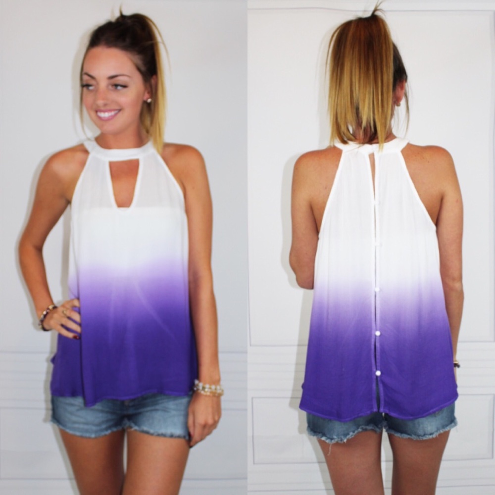 Flowy Sleeveless Purple Ombré Top